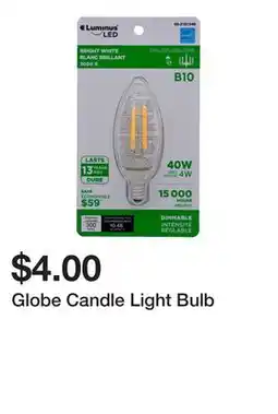 Dollarama Globe Candle Light Bulb offer