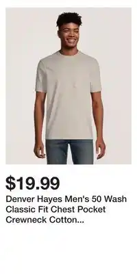 Mark's Denver Hayes Men's 50 Wash Classic Fit Chest Pocket Crewneck Cotton T Shirt offer