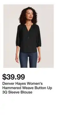 Mark's Denver Hayes Women's Hammered Weave Button Up 3Q Sleeve Blouse offer