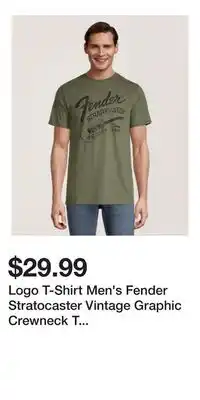 Mark's Logo T-Shirt Men's Fender Stratocaster Vintage Graphic Crewneck T Shirt offer