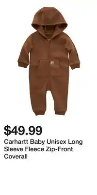 Mark's Carhartt Baby Unisex Long Sleeve Fleece Zip-Front Coverall offer
