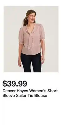 Mark's Denver Hayes Women's Short Sleeve Sailor Tie Blouse offer