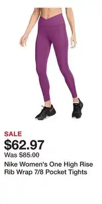 Sport Chek Nike Women's One High Rise Rib Wrap 7/8 Pocket Tights offer