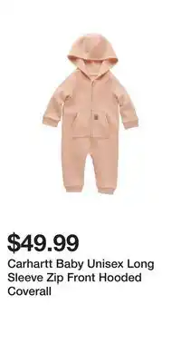 Mark's Carhartt Baby Unisex Long Sleeve Zip Front Hooded Coverall offer
