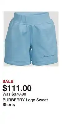 Holt Renfrew BURBERRY Logo Sweat Shorts offer