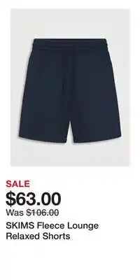Holt Renfrew SKIMS Fleece Lounge Relaxed Shorts offer