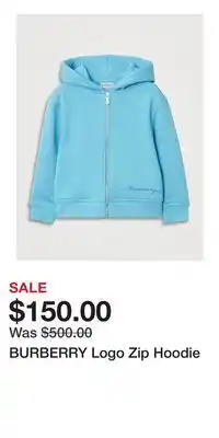 Holt Renfrew BURBERRY Logo Zip Hoodie offer