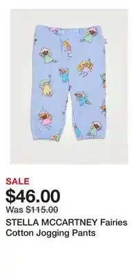 Holt Renfrew STELLA MCCARTNEY Fairies Cotton Jogging Pants offer