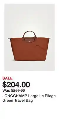 Holt Renfrew LONGCHAMP Large Le Pliage Green Travel Bag offer