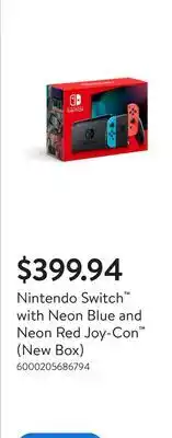Walmart Nintendo Switch with Neon Blue and Neon Red Joy‑Con (New Box) offer