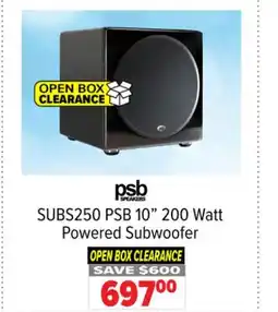 2001 Audio Video SUBS250 PSB 10 200 Watt Powered Subwoofer offer