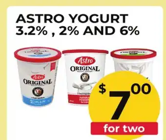 Food World Supermarket ASTRO YOGURT 3.2% , 2% AND 6% offer