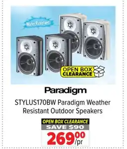 2001 Audio Video STYLUS170BW Paradigm Weather Resistant Outdoor Speakers offer