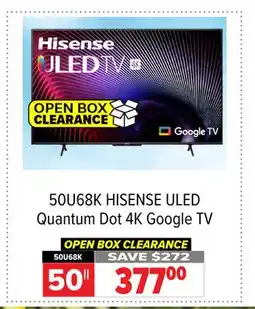 2001 Audio Video 50U68K HISENSE ULED Quantum Dot 4K Google TV offer