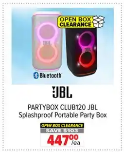 2001 Audio Video CLUB120 PARTYBOX CLUB120 JBL Splashproof Portable Party Box offer