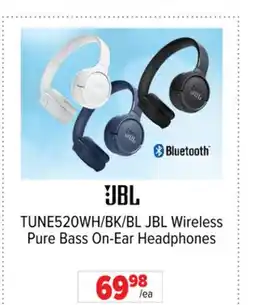 2001 Audio Video TUNE520WH/BK/BL JBL Wireless Pure Bass On-Ear Headphones offer