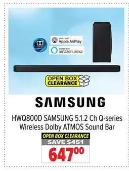 2001 Audio Video HWQ800D SAMSUNG 5.1.2 Ch Q-series Wireless Dolby ATMOS Sound Bar offer