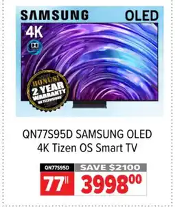 2001 Audio Video QN77S95D SAMSUNG 77 OLED 4K Tizen OS Smart TV offer