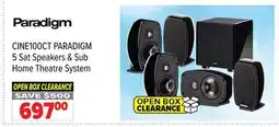 2001 Audio Video CINE100CT PARADIGM 5 Sat Speakers & Sub Home Theatre System offer
