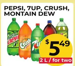 Food World Supermarket PEPSI, 7UP, CRUSH, MONTAIN DEW offer