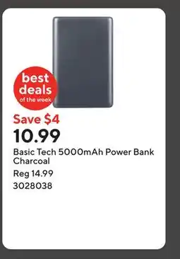 Staples Basic Tech 5000mAh Power Bank Charcoal offer