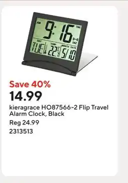 Staples kieragrace HO87566-2 Flip Travel Alarm Clock, Black offer