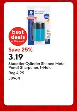 Staples Staedtler Cylinder Shaped Metal Pencil Sharpener, 1-Hole offer