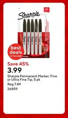Staples Sharpie Permanent Marker, Fine or Ultra Fine Tip, 5 pk offer