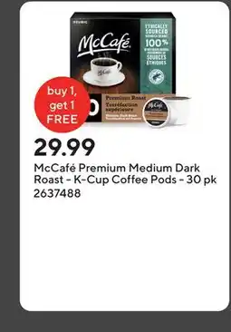 Staples McCafé Premium Medium Dark Roast - K-Cup Coffee Pods - 30 pk offer