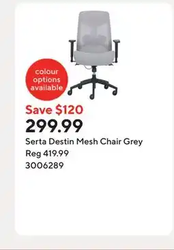 Staples Serta Destin Mesh Chair Grey offer
