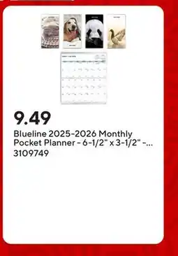 Staples Blueline 2025-2026 Monthly Pocket Planner - 6-1/2 x 3-1/2 - Assorted Animal Designs - Bilingual offer