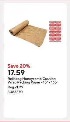 Staples Reliabag Honeycomb Cushion Wrap Packing Paper - 15 x 165' offer