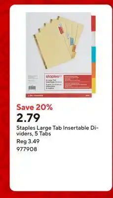 Staples Staples Large Tab Insertable Dividers, 5 Tabs offer