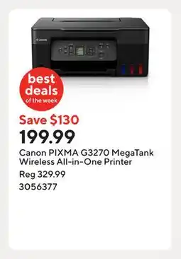 Staples Canon PIXMA G3270 MegaTank Wireless All-in-One Printer offer