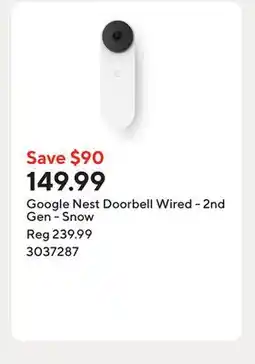 Staples Google Nest Doorbell Wired - 2nd Gen - Snow offer
