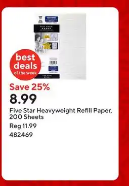 Staples Five Star Heavyweight Refill Paper, 200 Sheets offer