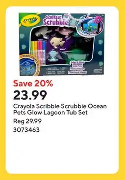 Staples Crayola Scribble Scrubbie Ocean Pets Glow Lagoon Tub Set offer