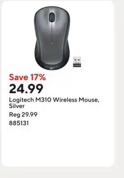 Staples Logitech M310 Wireless Mouse, Silver offer