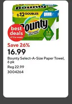 Staples Bounty Select-A-Size Paper Towel, 6 pk offer