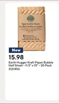 Staples Earth Hugger Kraft Paper Bubble Half Sheet - 11.5 x 15 - 30 Pack offer
