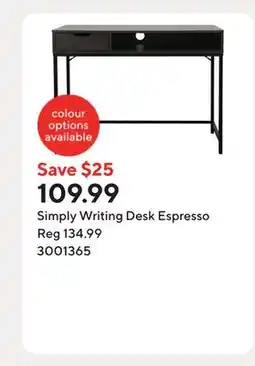 Staples Simply Writing Desk Espresso offer