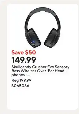 Staples Skullcandy Crusher Evo Sensory Bass Wireless Over-Ear Headphones - True Black offer