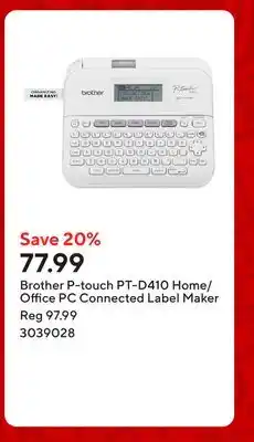 Staples Brother P-touch PT-D410 Home/Office PC Connected Label Maker offer