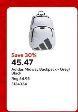 Staples Adidas Midway Backpack - Grey/Black offer