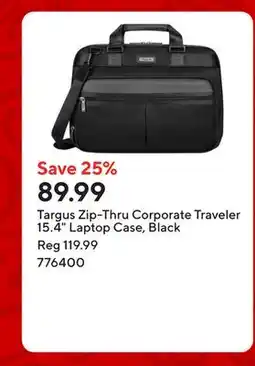 Staples Targus Zip-Thru Corporate Traveler 15.4 Laptop Case, Black offer