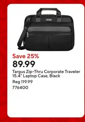 Staples Targus Zip-Thru Corporate Traveler 15.4 Laptop Case, Black offer