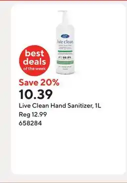 Staples Live Clean Hand Sanitizer, 1L offer