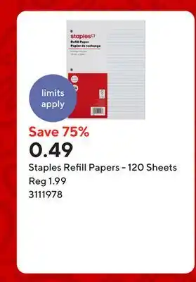 Staples Staples Refill Papers - 120 Sheets offer