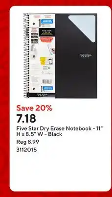 Staples Five Star Dry Erase Notebook - 11 H x 8.5 W - Black offer