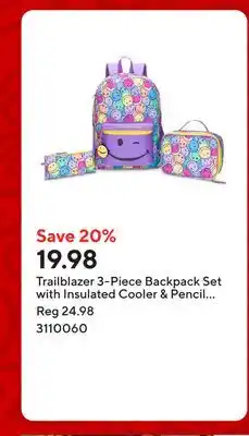 Staples Trailblazer 3-Piece Backpack Set with Insulated Cooler & Pencil Case - Purple Print offer